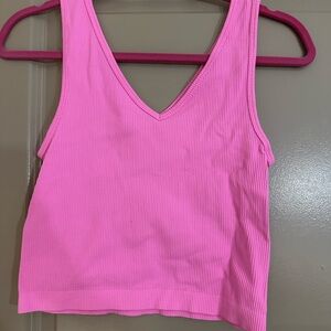 SO Bright Pink Ribbed Crop Top